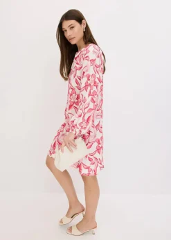 Damen bonprix Bekleidung·Pullover & Strickjacken|Nachhaltigere Materialien|bedrucktes Tunika-Kleid aus fließender Viskose