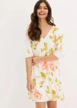 Damen bonprix Bekleidung·Pullover & Strickjacken|Kleider|bedrucktes Tunika-Kleid aus fließender Viskose