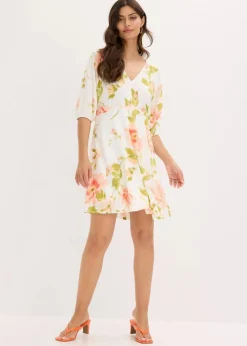 Damen bonprix Bekleidung·Pullover & Strickjacken|Kleider|bedrucktes Tunika-Kleid aus fließender Viskose