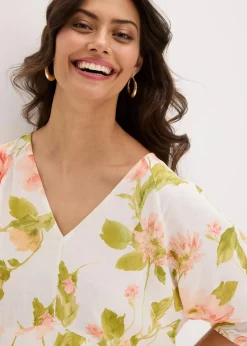Damen bonprix Bekleidung·Pullover & Strickjacken|Kleider|bedrucktes Tunika-Kleid aus fließender Viskose