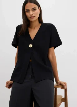 Best Bequeme Weste mit Zierknopf aus Punto di Roma Damen Bekleidung·Blusen & Tuniken|Bekleidung·Hosen