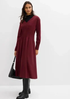 Damen bonprix Bekleidung·Pullover & Strickjacken|Kleider|Bequemes Kleid mit Zierfalten aus Viskose-Mix