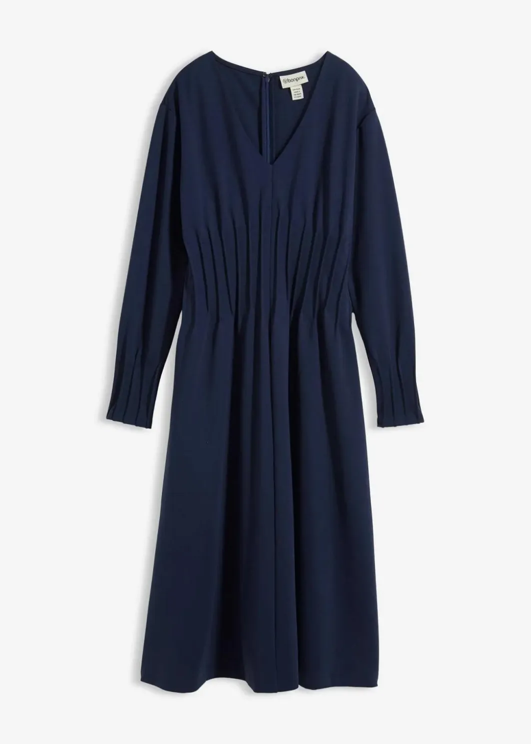 Damen bonprix Kleider|Bekleidung·Pullover & Strickjacken|Bequemes Kleid mit Zierfalten aus Viskose-Mix