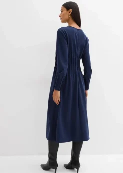 Damen bonprix Kleider|Bekleidung·Pullover & Strickjacken|Bequemes Kleid mit Zierfalten aus Viskose-Mix