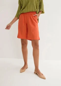 Outlet Bermuda aus Leinen-Viskose Mischung Damen Nachhaltigere Materialien|Hosen