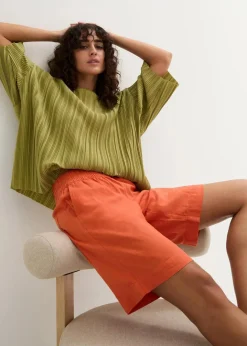 Outlet Bermuda aus Leinen-Viskose Mischung Damen Nachhaltigere Materialien|Hosen