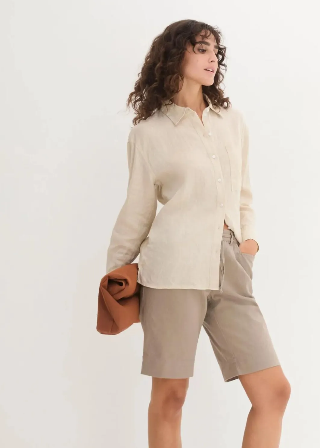 Damen bonprix Bekleidung·Outdoorbekleidung|Bekleidung·Kleider|Bermuda mit Leinen