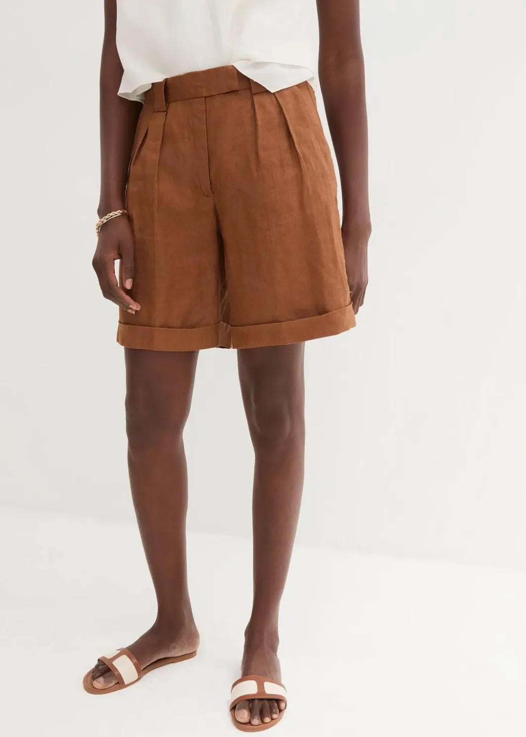 Damen bonprix Bekleidung·Outdoorbekleidung|Bekleidung·Kleider|Bermudashorts aus reinem Leinen