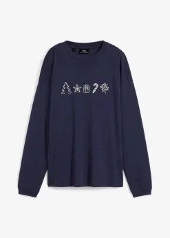 Damen bonprix Shirts & Tops|Besticktes Weihnachts-Langarmshirt, oversized