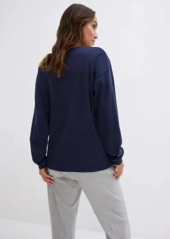 Damen bonprix Shirts & Tops|Besticktes Weihnachts-Langarmshirt, oversized