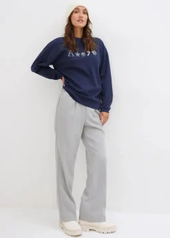 Damen bonprix Shirts & Tops|Besticktes Weihnachts-Langarmshirt, oversized