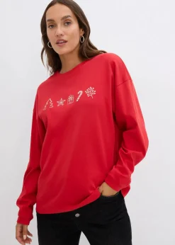 Discount Besticktes Weihnachts-Langarmshirt, oversized Damen Shirts & Tops