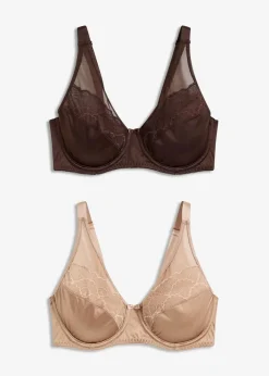 Damen bonprix Wäsche·Dessous|Wäsche·Große Cups D-H|Bügel-BH mit Glanzeffekt (2er Pack)