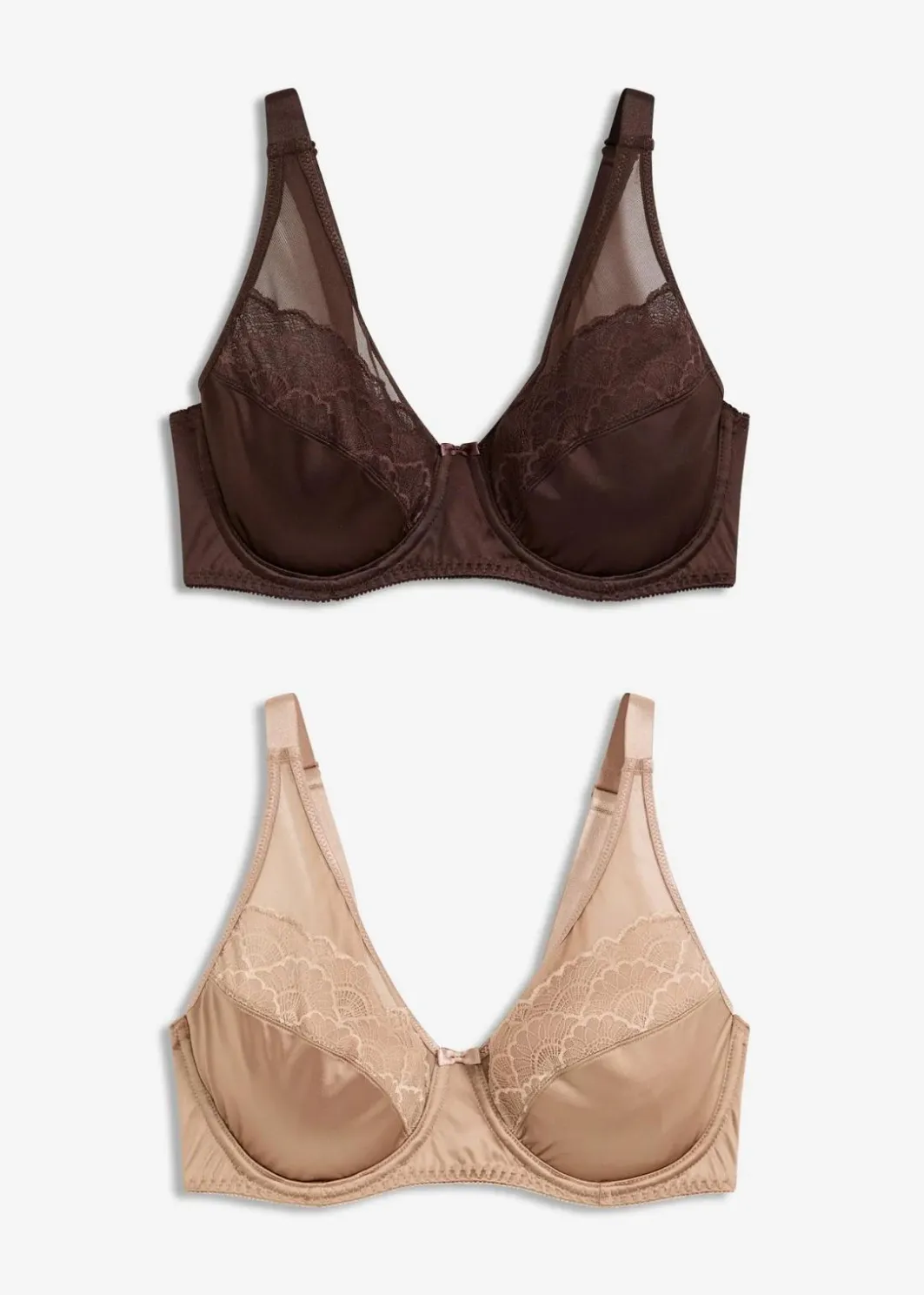 Damen bonprix Wäsche·Dessous|Wäsche·Große Cups D-H|Bügel-BH mit Glanzeffekt (2er Pack)