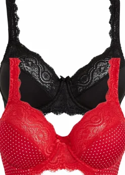 New Bügel-BH mit zarter Spitze (2er Pack) Damen Große Cups D-H|Nachhaltigere Materialien