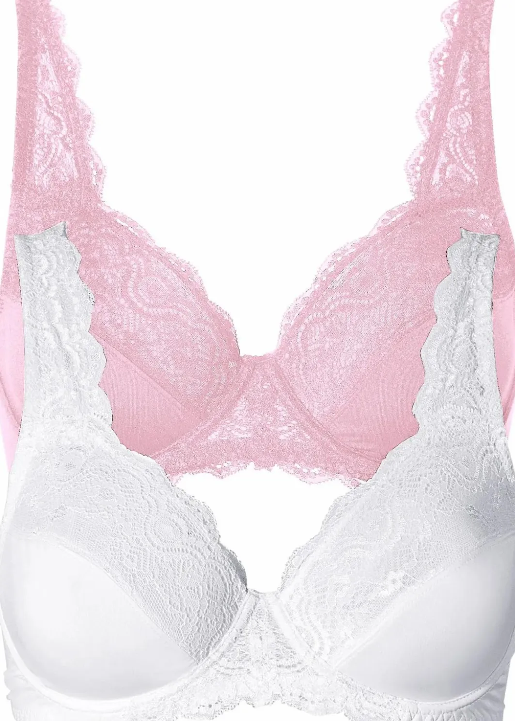 Damen bonprix Große Cups D-H|Nachhaltigere Materialien|Bügel-BH mit zarter Spitze (2er Pack)
