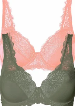 Hot Bügel-BH mit zarter Spitze (2er Pack) Damen Große Cups D-H|Nachhaltigere Materialien