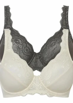 Sale Bügel-BH mit zarter Spitze (2er Pack) Damen Große Cups D-H|Nachhaltigere Materialien