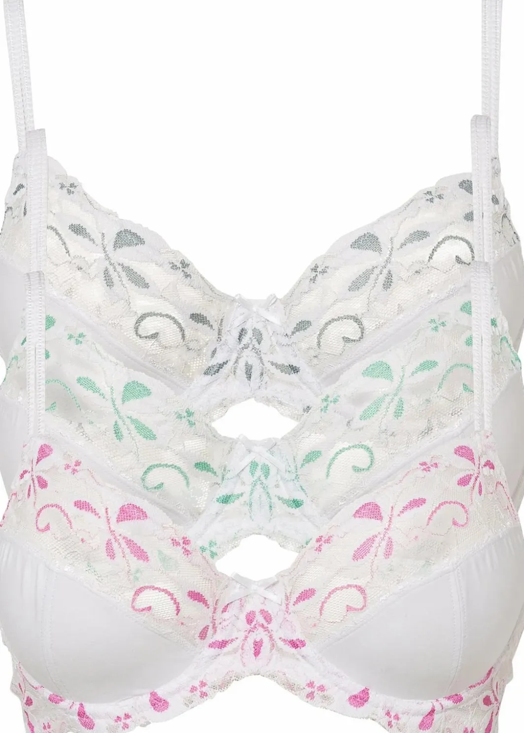 Clearance Bügel-BH mit zarter Spitze (3er Pack) Damen Große Cups D-H|Nachhaltigere Materialien