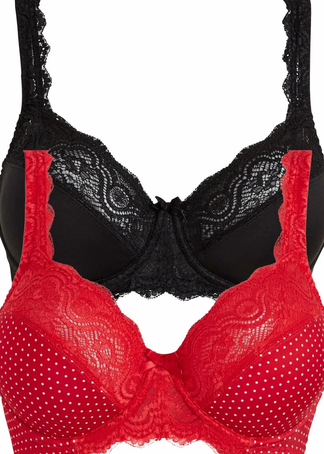 Damen bonprix Große Cups D-H|Nachhaltigere Materialien|Bügel-BH mit zarter Spitze (2er Pack)