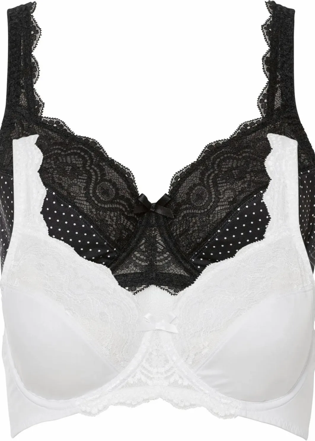 Damen bonprix Große Cups D-H|Nachhaltigere Materialien|Bügel-BH mit zarter Spitze (2er Pack)
