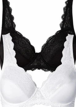 Damen bonprix Große Cups D-H|Nachhaltigere Materialien|Bügel-BH mit zarter Spitze (2er Pack)