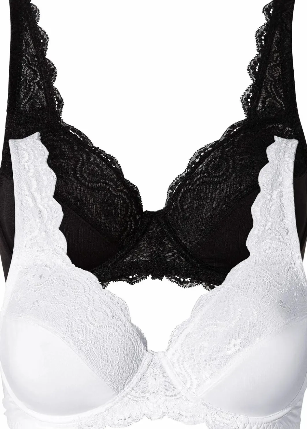 Damen bonprix Große Cups D-H|Nachhaltigere Materialien|Bügel-BH mit zarter Spitze (2er Pack)