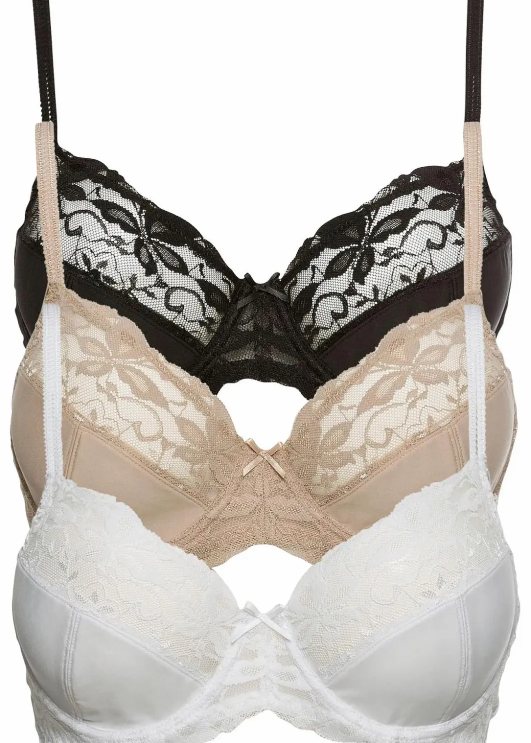 Outlet Bügel-BH mit zarter Spitze (3er Pack) Damen Große Cups D-H|Nachhaltigere Materialien