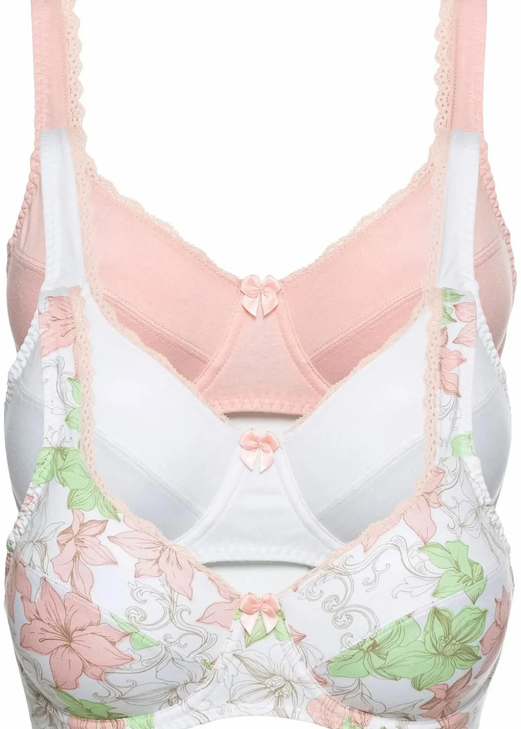 Damen bonprix Wäsche·Baumwollunterwäsche|Wäsche·Große Cups D-H|BH mit Bügel aus Baumwolle (3er Pack)