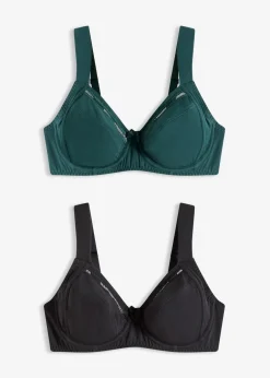 Damen bonprix Wäsche·Baumwollunterwäsche|Wäsche·Große Cups D-H|BH mit Bügel mit Bio-Baumwolle (2er Pack)