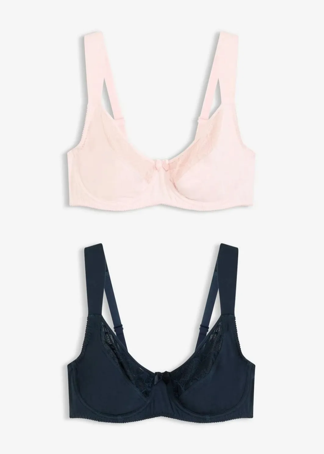 BH mit Bügel mit Bio-Baumwolle und Spitze (2er Pack) Damen Wäsche·Baumwollunterwäsche|Wäsche·Große Cups D-H