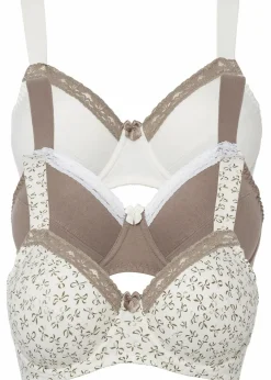 Discount BH mit Bügel mit femininem Druck (3er Pack) Damen Große Cups D-H|Bhs