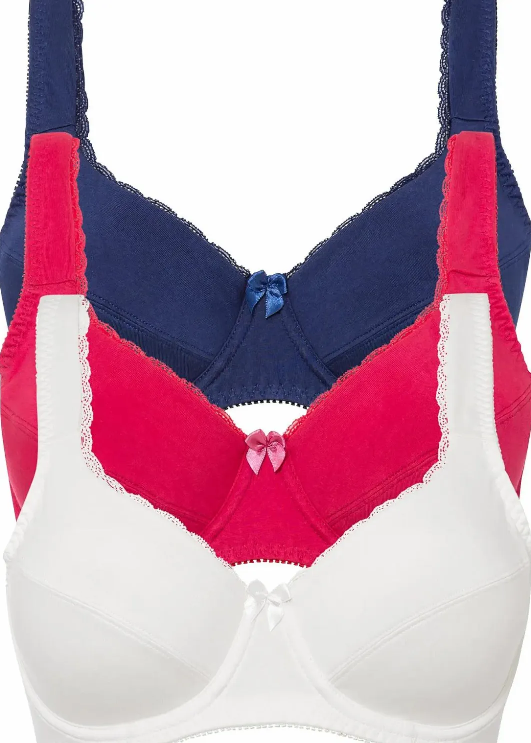 Damen bonprix Große Cups D-H|Bhs|BH mit Bügel mit weicher Bio-Baumwolle (3er Pack)
