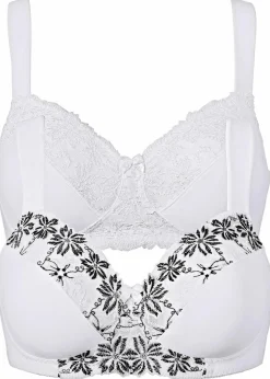 Damen bonprix Wäsche·Große Cups D-H|Wäsche·Bhs|BH ohne Bügel (2er Pack)