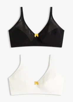 Damen bonprix Wäsche·Baumwollunterwäsche|Wäsche·Große Cups D-H|BH ohne Bügel mit Baumwolle (2er Pack)