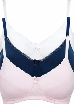 Damen bonprix Große Cups D-H|Bhs|BH ohne Bügel mit Baumwolle (3er Pack)