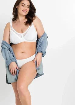 Damen bonprix Große Cups D-H|Nachhaltigere Materialien|BH ohne Bügel mit Bio-Baumwolle (2er Pack)