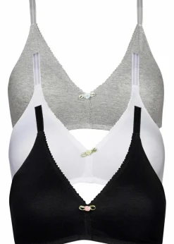 Damen bonprix Wäsche·Baumwollunterwäsche|Nachhaltigere Materialien|BH ohne Bügel mit Bio-Baumwolle (3er Pack)