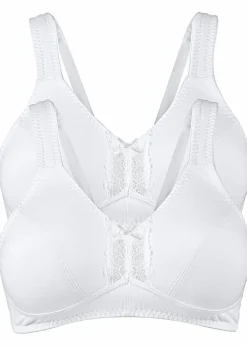 Damen bonprix Große Cups D-H|Nachhaltigere Materialien|BH ohne Bügel mit Bio-Baumwolle (2er Pack)