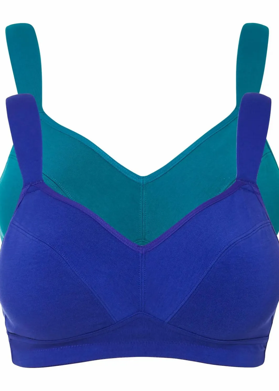 Damen bonprix Große Cups D-H|Nachhaltigere Materialien|BH ohne Bügel mit Bio-Baumwolle (2er Pack)