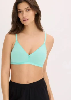 Damen bonprix Baumwollunterwäsche|Nachhaltigere Materialien|BH ohne Bügel mit Bio-Baumwolle (3er Pack)