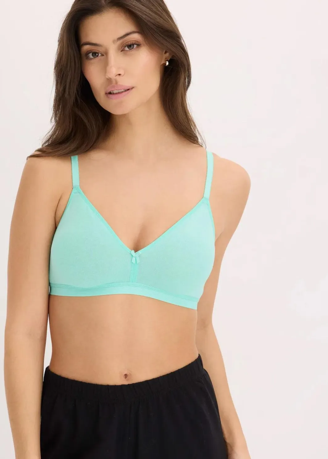 Damen bonprix Baumwollunterwäsche|Nachhaltigere Materialien|BH ohne Bügel mit Bio-Baumwolle (3er Pack)