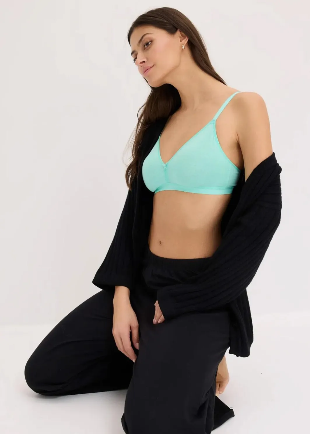 Damen bonprix Baumwollunterwäsche|Nachhaltigere Materialien|BH ohne Bügel mit Bio-Baumwolle (3er Pack)