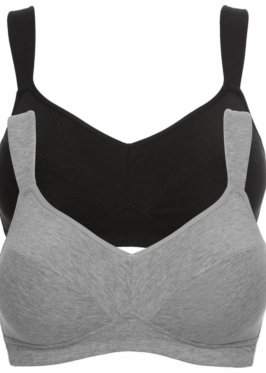 Damen bonprix Große Cups D-H|Nachhaltigere Materialien|BH ohne Bügel mit Bio-Baumwolle (2er Pack)