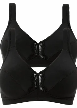 Damen bonprix Große Cups D-H|Nachhaltigere Materialien|BH ohne Bügel mit Bio-Baumwolle (2er Pack)