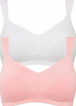 Damen bonprix Große Cups D-H|Nachhaltigere Materialien|BH ohne Bügel mit Bio-Baumwolle (2er Pack)