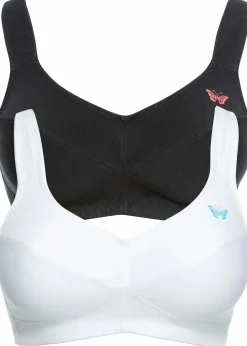 Damen bonprix Große Cups D-H|Bhs|BH ohne Bügel mit Bio-Baumwolle (2er Pack)