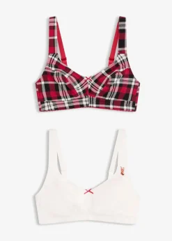 Damen bonprix Wäsche·Baumwollunterwäsche|Wäsche·Große Cups D-H|BH ohne Bügel mit Bio-Baumwolle (2er Pack)