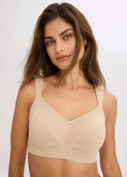 Damen bonprix Große Cups D-H|Nachhaltigere Materialien|BH ohne Bügel mit Bio-Baumwolle (2er Pack)