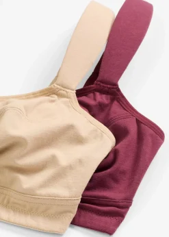 Damen bonprix Große Cups D-H|Nachhaltigere Materialien|BH ohne Bügel mit Bio-Baumwolle (2er Pack)